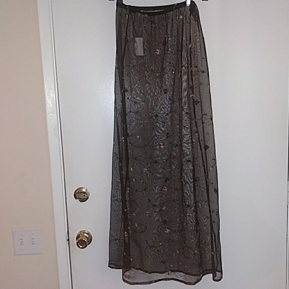Sheer Black Floral Skirt